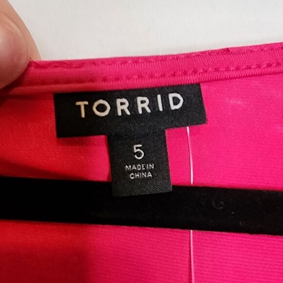 5X 28W Torrid Pink Knit Bodysuit Surplice V Neck Long Sleeve Snap Close Offfice - Picture 8 of 12